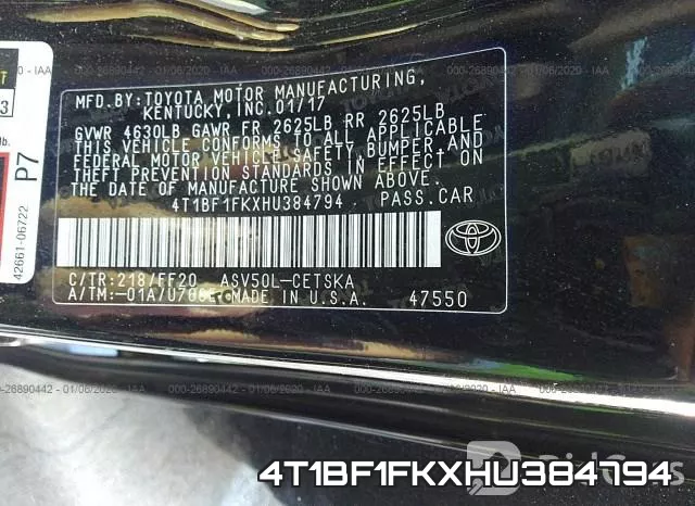 4T1BF1FKXHU384794 фото 10