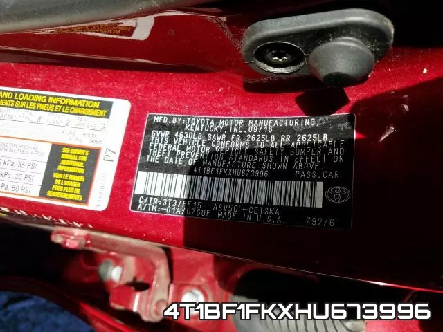 4T1BF1FKXHU673996 фото 2