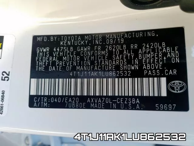 4T1J11AK1LU862532 фото 2