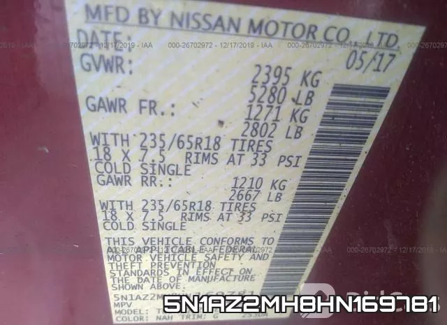 5N1AZ2MH8HN169781 фото 10