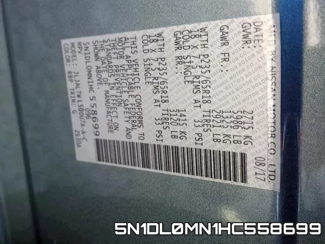 5N1DL0MN1HC558699 фото 2