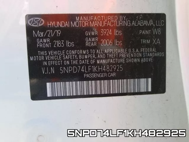 5NPD74LF1KH482925 фото 2