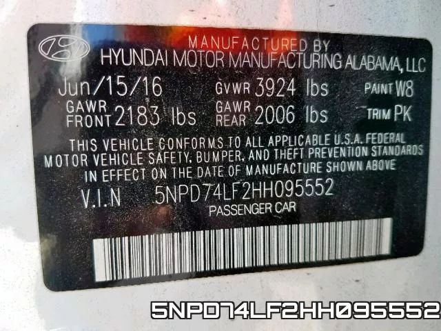5NPD74LF2HH095552 фото 2