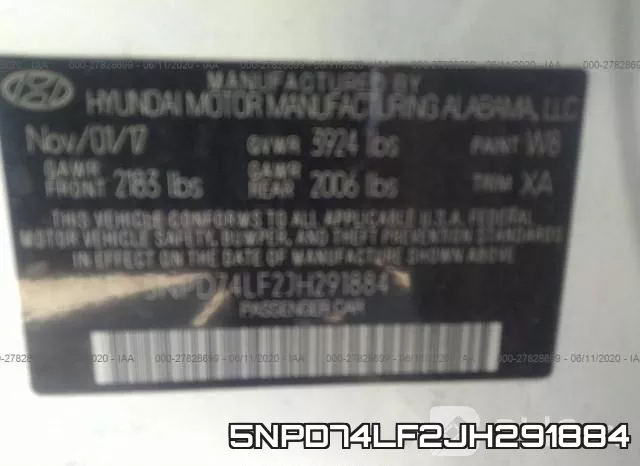 5NPD74LF2JH291884 фото 10