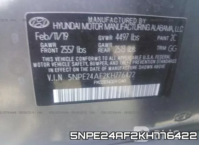 5NPE24AF2KH776422 фото 10