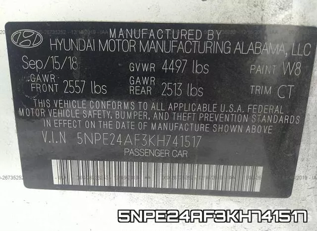 5NPE24AF3KH741517 фото 10