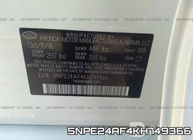 5NPE24AF4KH749366 фото 10