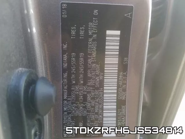 5TDKZRFH6JS534814 фото 2