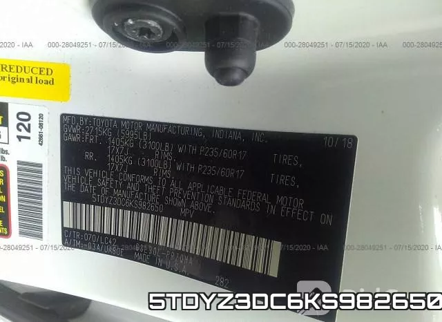 5TDYZ3DC6KS982650 фото 10