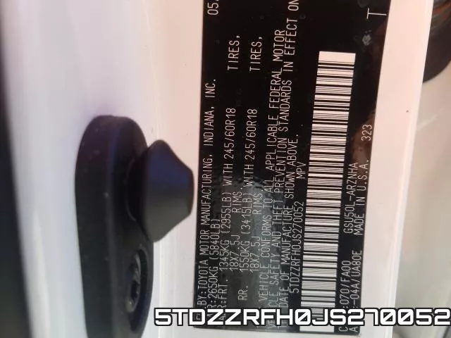 5TDZZRFH0JS270052 фото 2