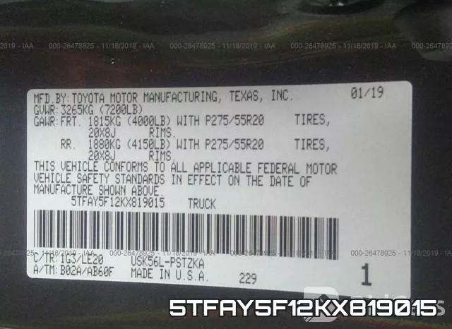 5TFAY5F12KX819015 фото 10