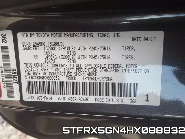 5TFRX5GN4HX088832 фото 2