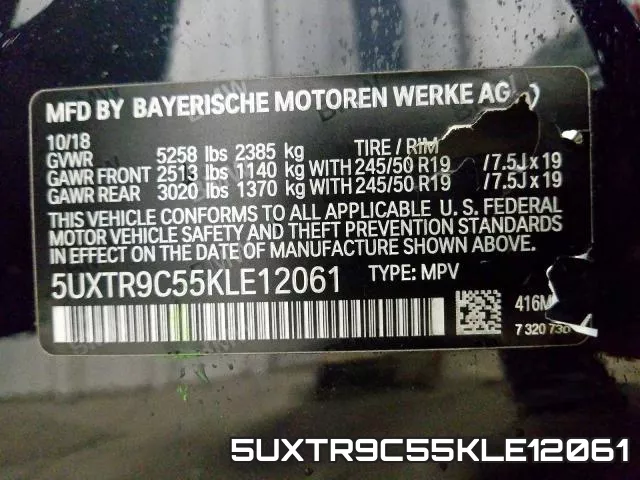 5UXTR9C55KLE12061 фото 2