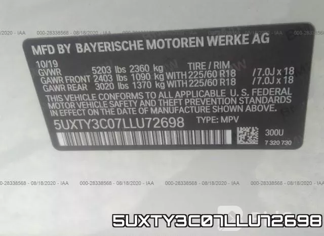 5UXTY3C07LLU72698 фото 10