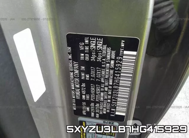 5XYZU3LB7HG415929 фото 10
