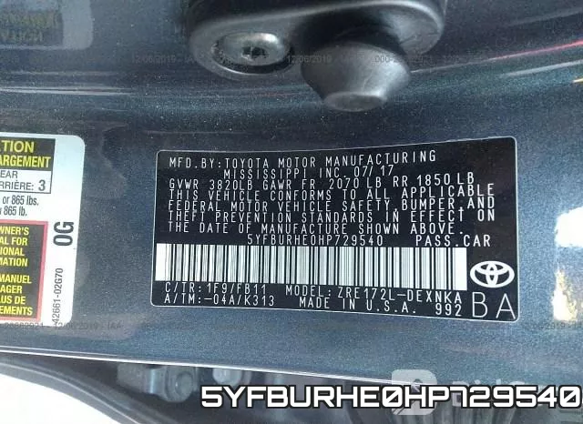 5YFBURHE0HP729540 фото 10