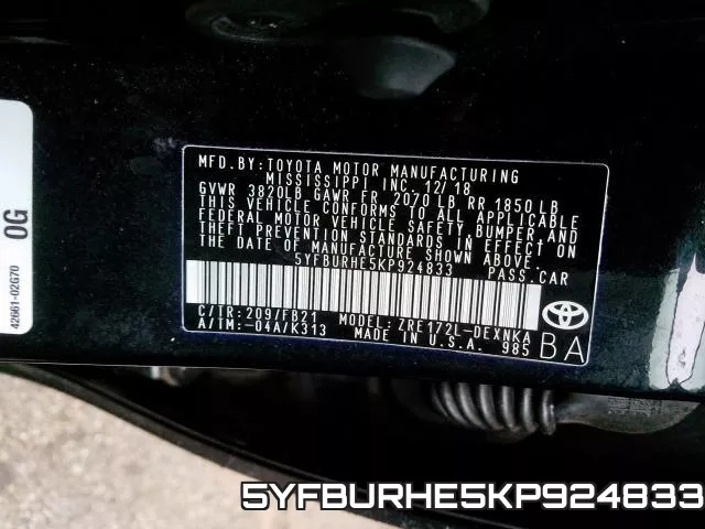 5YFBURHE5KP924833 фото 2