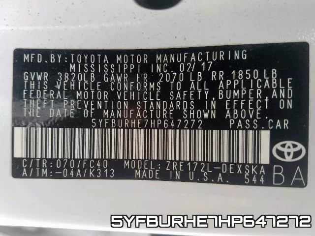 5YFBURHE7HP647272 фото 2