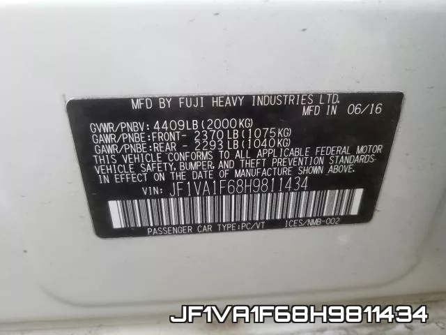 JF1VA1F68H9811434 фото 2