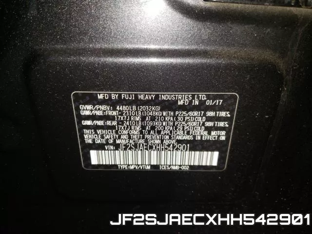 JF2SJAECXHH542901 фото 2