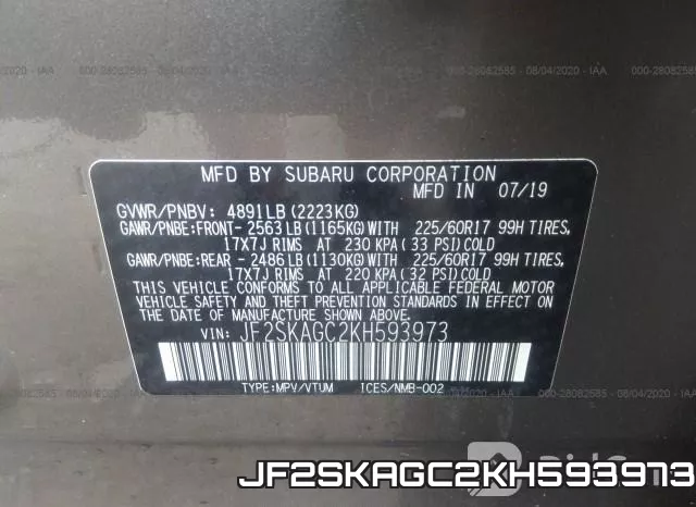 JF2SKAGC2KH593973 фото 10