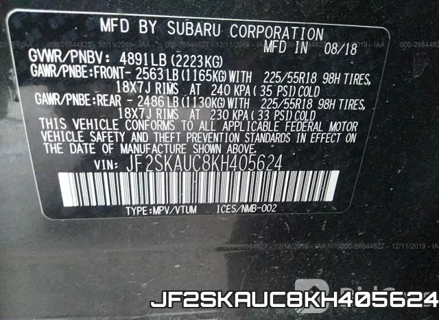 JF2SKAUC8KH405624 фото 10