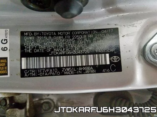 JTDKARFU6H3043725 фото 2