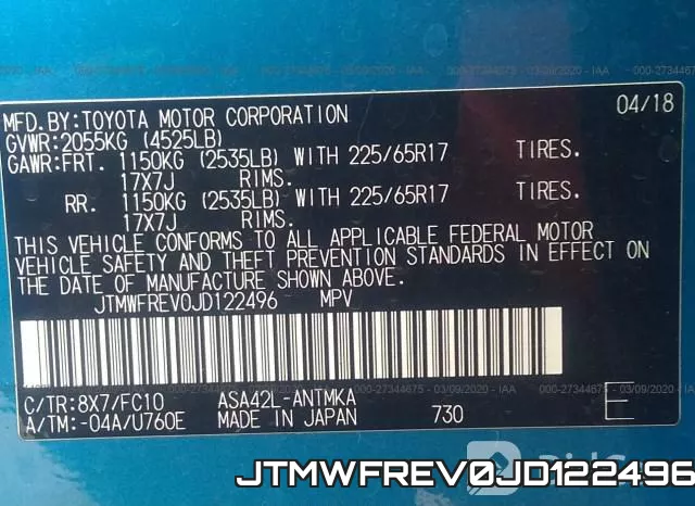 JTMWFREV0JD122496 фото 10