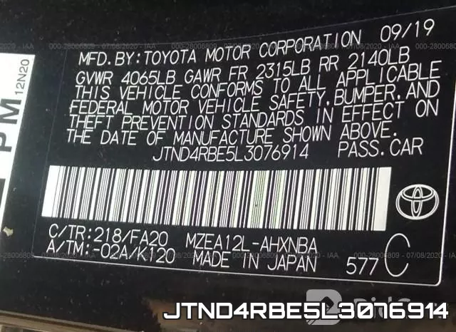 JTND4RBE5L3076914 фото 10