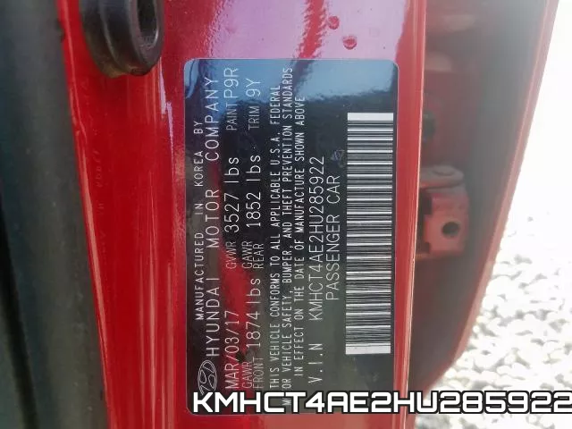 KMHCT4AE2HU285922 фото 2