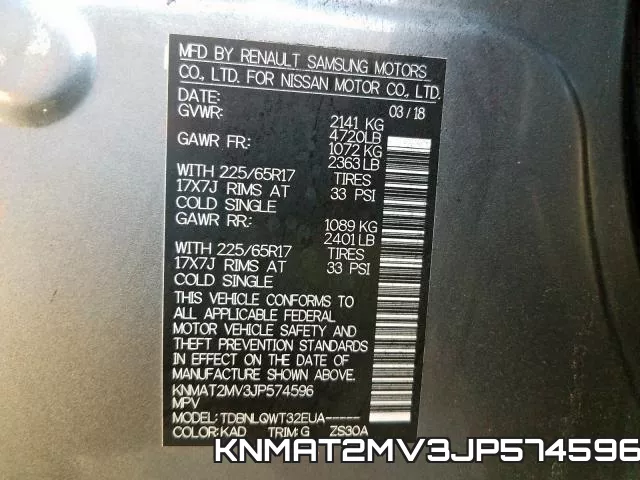 KNMAT2MV3JP574596 фото 2