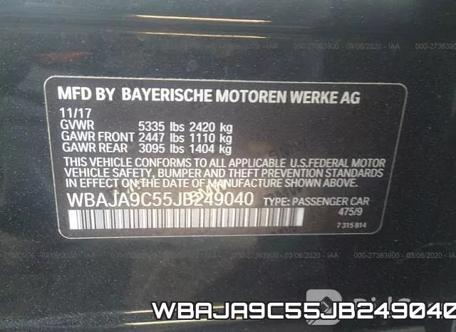 WBAJA9C55JB249040 фото 10