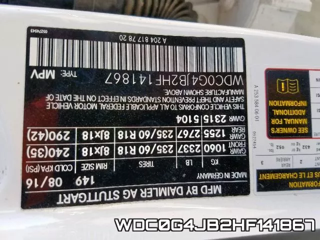 WDC0G4JB2HF141867 фото 2