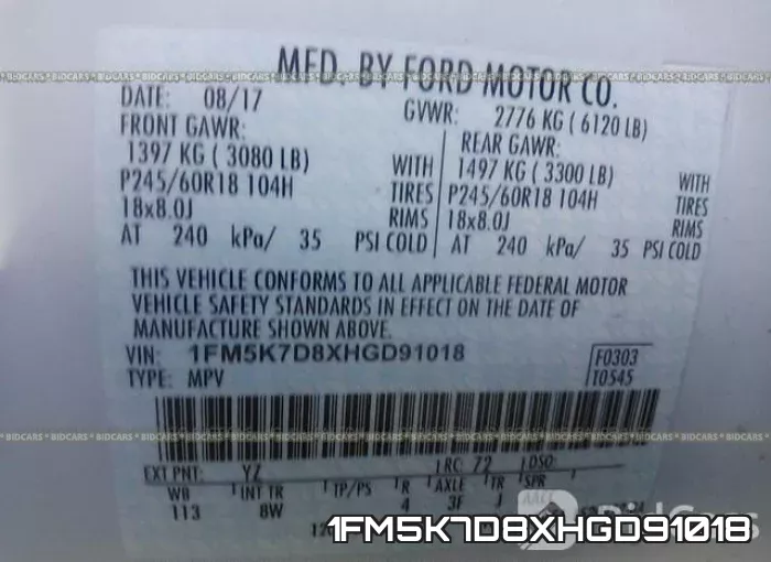 1FM5K7D8XHGD91018 фото 10