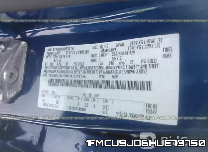 1FMCU9JD6HUE73750 фото 10