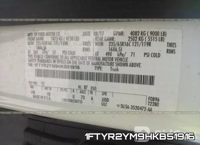 1FTYR2YM9HKB51916 фото 10
