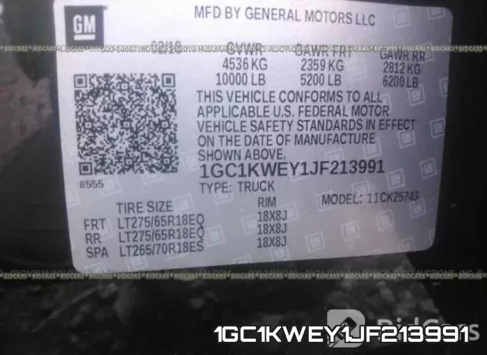 1GC1KWEY1JF213991 фото 10
