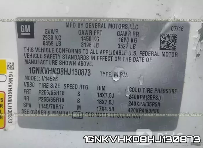 1GNKVHKD8HJ130873 фото 10