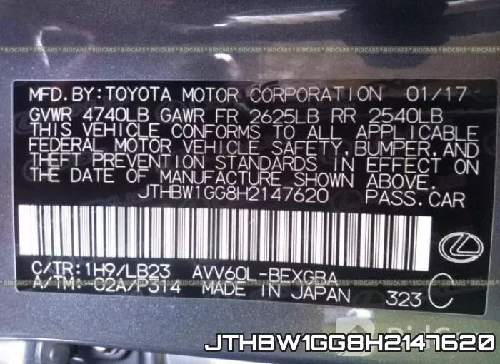 JTHBW1GG8H2147620 фото 10