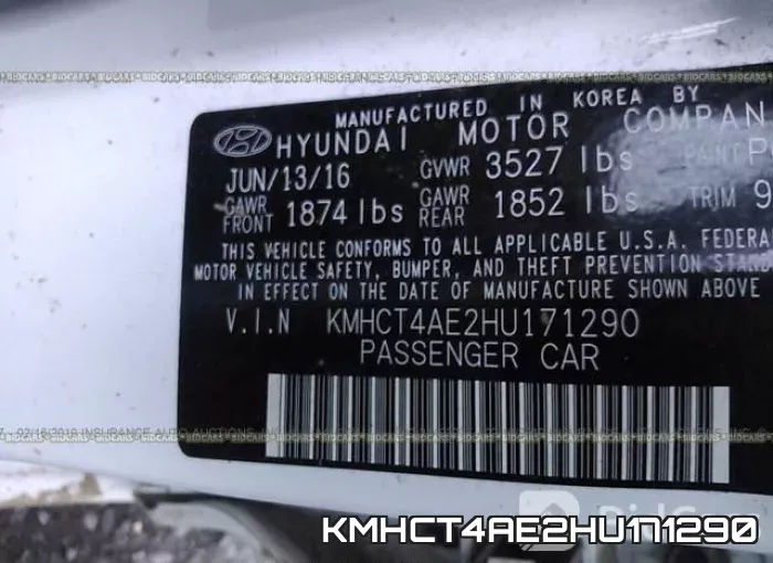 KMHCT4AE2HU171290 фото 10