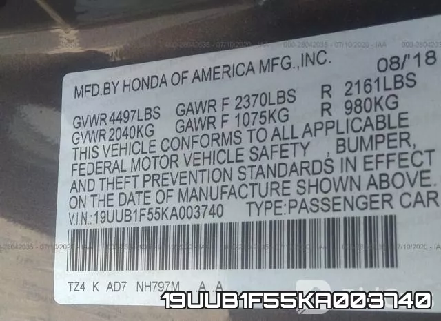 19UUB1F55KA003740 фото 10