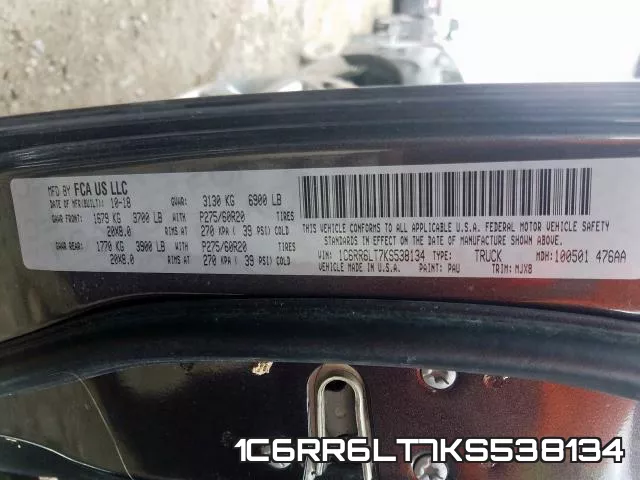 1C6RR6LT7KS538134 фото 2