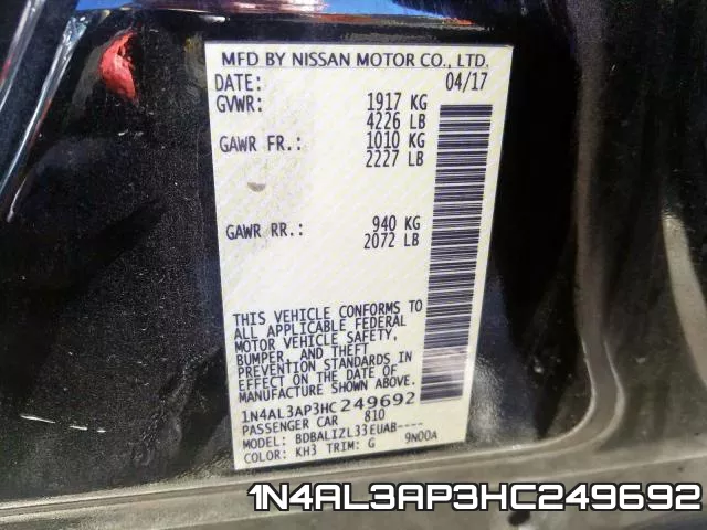 1N4AL3AP3HC249692 фото 2