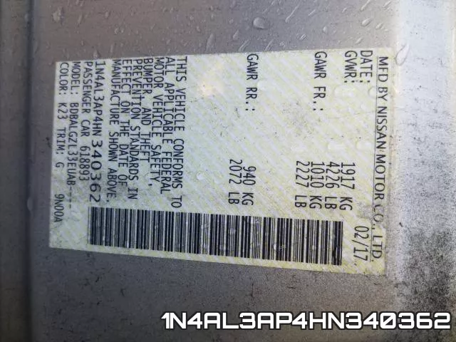 1N4AL3AP4HN340362 фото 2