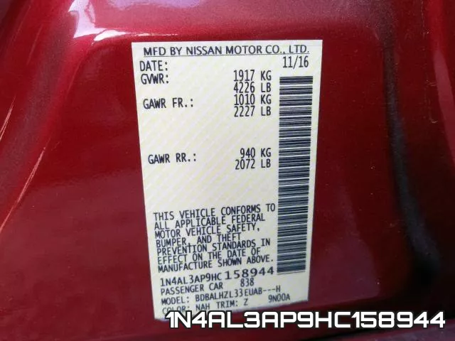 1N4AL3AP9HC158944 фото 2