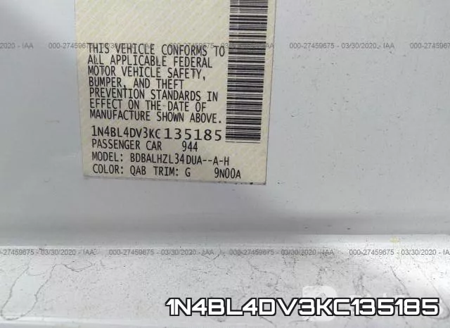 1N4BL4DV3KC135185 фото 10