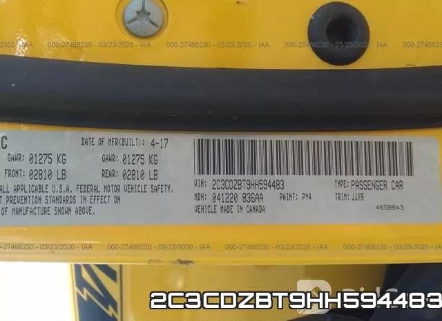 2C3CDZBT9HH594483 фото 10
