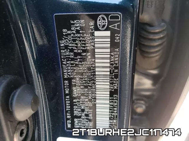 2T1BURHE2JC117474 фото 2