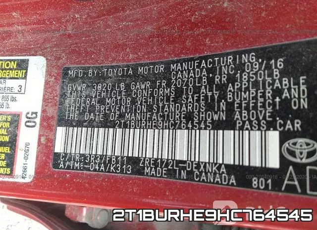 2T1BURHE9HC764545 фото 10