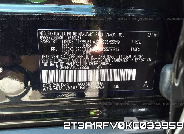2T3A1RFV0KC033959 фото 10
